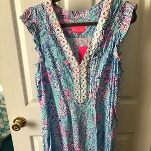 Lily Pulitzer Joan Tunic Dress XL Blue Ibiza Now You Sea Me